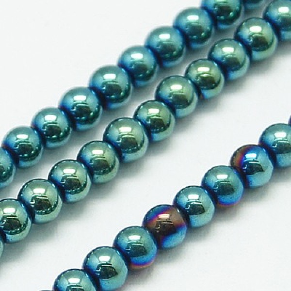 

PandaHall Non-magnetic Synthetic Hematite Beads Strands, Round, Green Plated, 4mm, Hole: 1mm, about 100pcs/strand, 15.7 inch Non-magnetic...