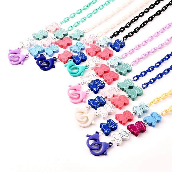 

PandaHall Printed Elephant Natural Dyed Wood Beaded Necklaces, Handbag Chains, with Plastic Cable Chains, Mixed Color, 25.79 inch(65.5cm)..., Multicolor