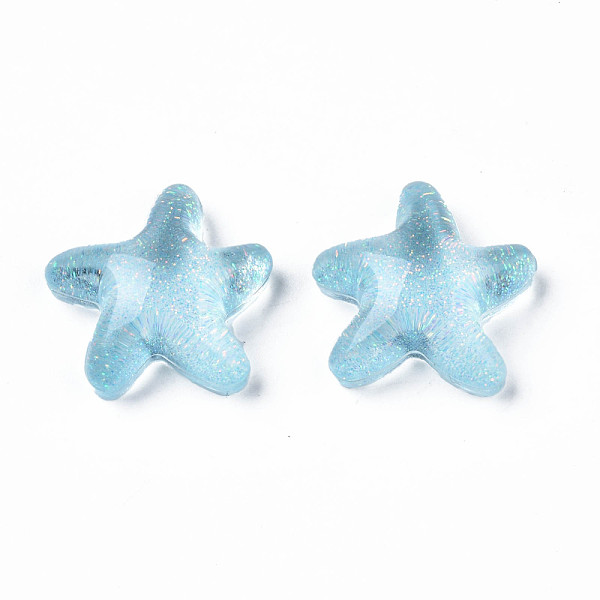 

PandaHall Translucent Acrylic Cabochons, with Glitter Powder, Starfish, Sky Blue, 20.5x21x7.5mm Acrylic Starfish