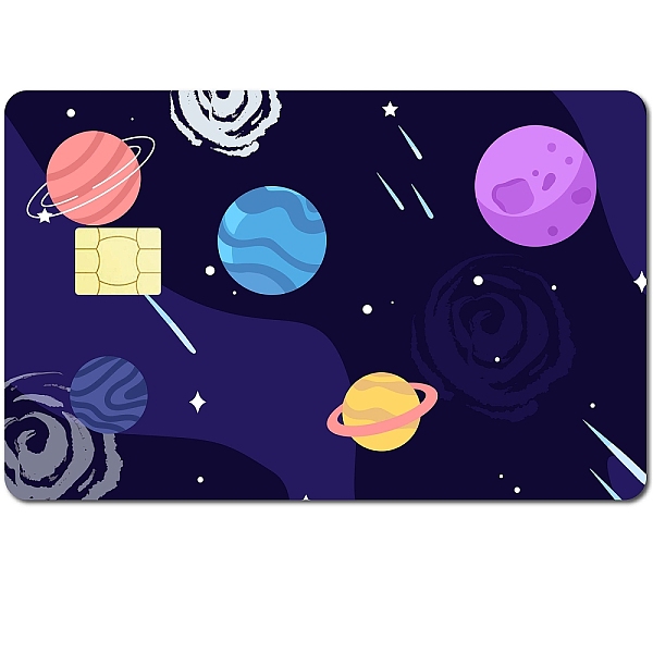 

PandaHall PVC Plastic Waterproof Card Stickers, Self-adhesion Card Skin for Bank Card Decor, Rectangle, Planet, 186.3x137.3mm Plastic Planet