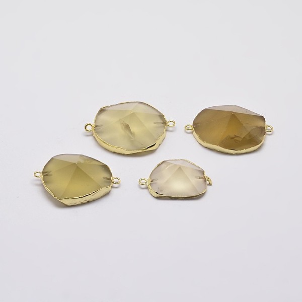 

PandaHall Natural Nuggets Citrine Links connectors, with Golden Plated Brass Finding, 33~42x21~28x12~15mm, Hole: 2mm Citrine Nuggets