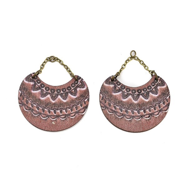 

PandaHall Poplar Wood Pendants, with Brass Chains, Rosy Brown, 46.5x40x2.3mm, Hole: 2.6mm Wood