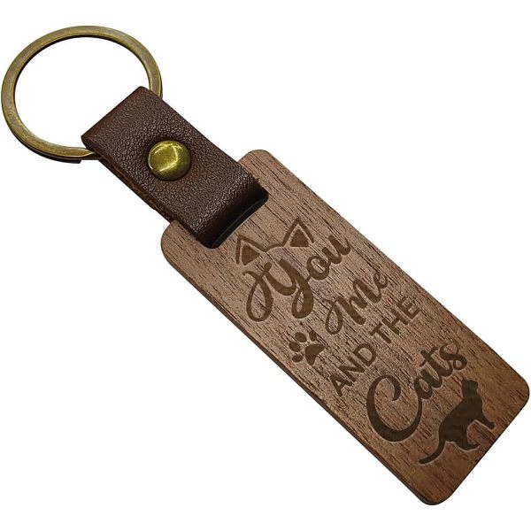 

PandaHall arricraft 1 Pc Wooden Keychain, Walnut Wood Keychain Key Chain Tags Wood Photo Keychains for DIY Gift with Alloy Key Ring, Cat...