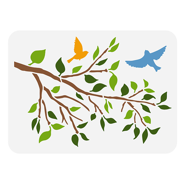 

PandaHall FINGERINSPIRE Tree Branch Painting Stencil 8.3x11.7inch Reusable Tree Leaves Pattern Stencil for Painting Large Flying Birds...