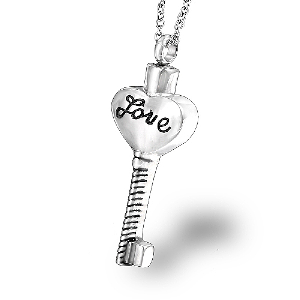 

PandaHall Stainless Steel Heart Key Pendant Necklaces, Urn Ashes Necklaces, Stainless Steel Color, no size Stainless Steel Key