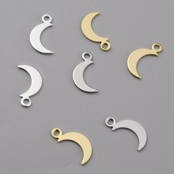 

PandaHall Brass Charms, Long-Lasting Plated, Moon, Mixed Color, 10.5x5.5x0.5mm, Hole: 1.4mm Brass Moon