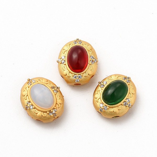 

PandaHall Long-Lasting Rack Plating Brass Multi-Strand Links, with Synthetic Opal/Ruby in Zoisite, Oval, Golden, Mixed Color, 12x10x7mm..., Multicolor