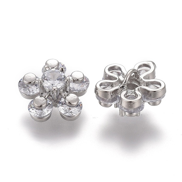 Brass Micro Pave Clear Cubic Zirconia Shank Buttons