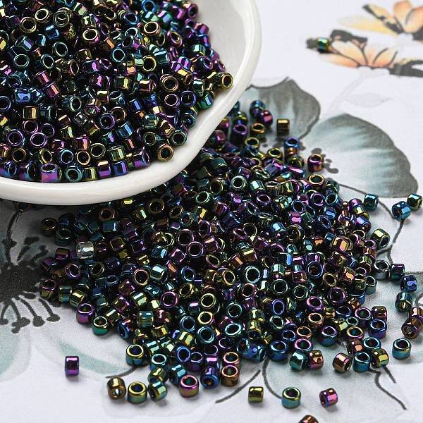 PandaHall Electroplate Glass Seed Beads, Metallic Colours, Cylinder, Rainbow Plated, 2.5x1.6mm, Hole: 1.4mm, about 50398pcs/pound Czech...