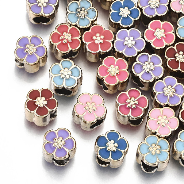 

PandaHall UV Plating Acrylic European Beads, with Enamel, Large Hole Beads, Mixed Color, Flower, Light Gold, 10.5x11x8mm, Hole: 5mm Acrylic..., Multicolor