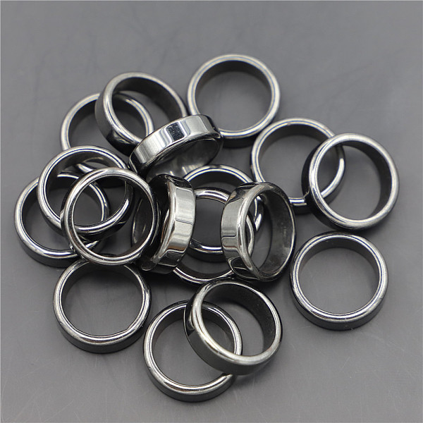 

PandaHall Non-Magnetic Synthetic Hematite Plain Band Ring, Inner Diameter: 18mm Non-magnetic Hematite