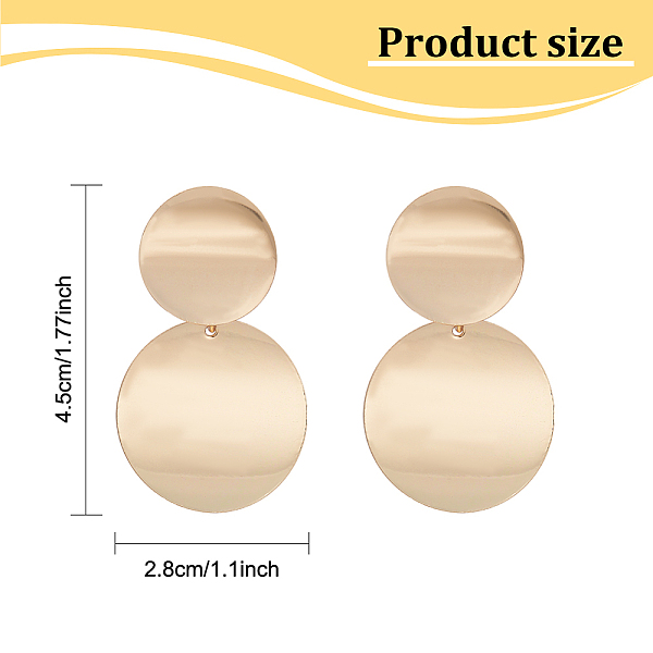 ANATTASOUL 2 Pairs 2 Colors Alloy Double Flat Round Dangle Stud Earrings For Women