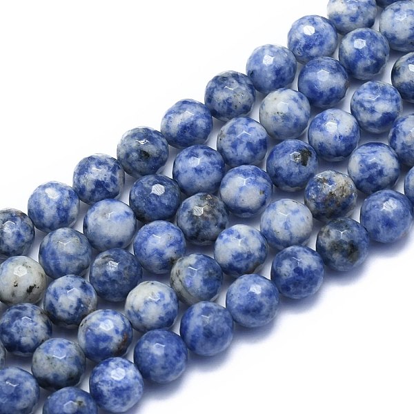 

PandaHall Natural Blue Spot Jasper Beads Strands, Round, Faceted(128 Facets), 10mm, Hole: 1.2mm, about 38pcs/strand, 15.55 inch(39.5cm) Blue...