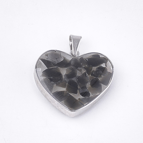 

PandaHall Natural Black Agate Pendants, with Glass and 304 Stainless Steel Findings, Heart, Stainless Steel Color, 19x21x6mm, Hole: 3x5.5mm...