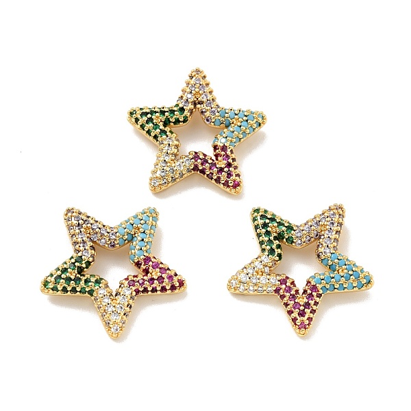

PandaHall Rack Plating Brass Micro Pave Cubic Zirconia Linking Rings, Long-Lasting Plated, Cadmium Free & Lead Free, Star, Golden, Colorful...