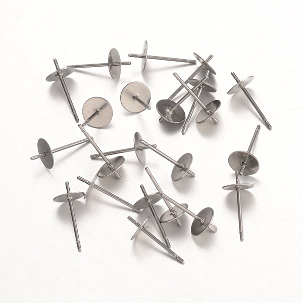 

PandaHall 316 Surgical Stainless Steel Stud Earring Findings, For Half Drilled Beads, Stainless Steel Color, 13.5x6mm, Pin: 0.7mm 316...