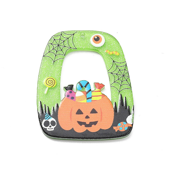 

PandaHall Halloween Printed Acrylic Pendants, Light Green, Pumpkin, 39x33x2mm, Hole: 1.6mm Acrylic Pumpkin