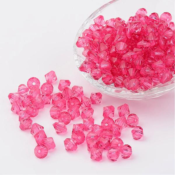 

PandaHall Faceted Bicone Transparent Acrylic Beads, Dyed, Pearl Pink, 4mm, Hole: 1mm, about 13000pcs/500g Acrylic Bicone Pink