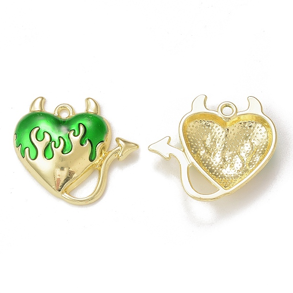 

PandaHall Rack Plating Alloy Enamel Pendants, Golden, Heart Evil Charm, Lime Green, 22.5x25x4.5mm, Hole: 1.8mm Alloy+Enamel Heart