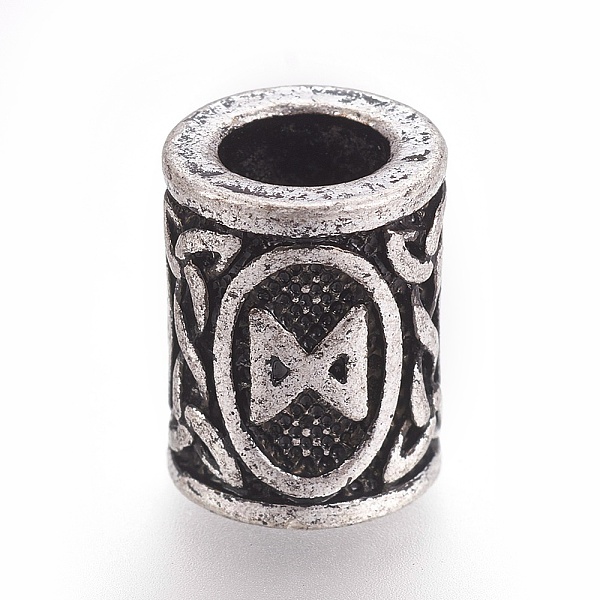 

PandaHall Tibetan Style Alloy Beads, Vintage Rune Beads, Column with Rune/Futhark/Futhorc, Letter.S, 13.5x10mm, Hole: 6mm Alloy Column