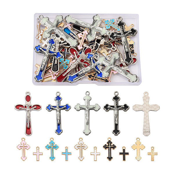 

PandaHall Kissitty Alloy Enamel Pendants, Cross, Mixed Color, 56pcs/box Alloy+Enamel Cross Multicolor