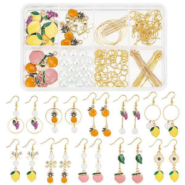 

PandaHall SUNNYCLUE DIY Fruit Dangle Earring Making Kit, Including Peach & Lemon & Pinapple & Orange & Grape Alloy Enamel Charms & Link..., Multicolor