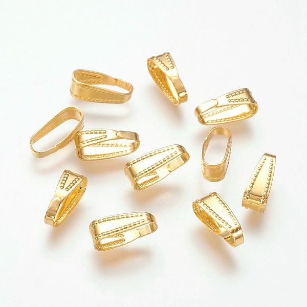 

PandaHall Brass Snap on Bails, Lead Free, Golden, 11x4mm Brass
