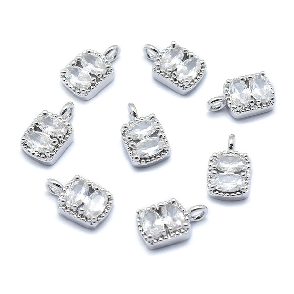 

PandaHall Brass Charms, with Cubic Zirconia, Cadmium Free & Nickel Free & Lead Free, Rectangle, Clear, Real Platinum Plated, 11x6.5x3mm...