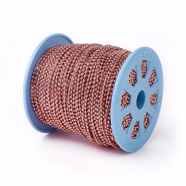 

PandaHall Iron Ball Chains, Soldered, with Spool, Electrophoresis, Pale Violet Red, 2.4mm, about 100yards/roll(91.44m/roll) Iron Pink