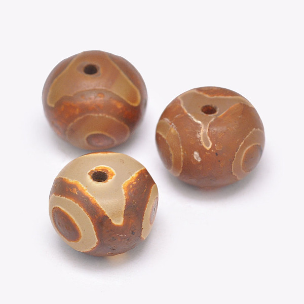 

PandaHall Tibetan 3-Eye dZi Beads , Natural Agate Beads, Dyed & Heated, Rondelle, Coral, 19~20x14~16mm, Hole: 2.5~3mm Tibetan Agate Rondelle..., Red