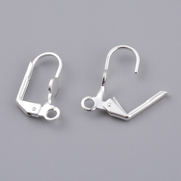 

PandaHall Brass Leverback Earring Findings, with Loop, 925 Sterling Silver Plated, 16.5x11x4mm, Pin: 0.7mm, Hole: 1.8mm Brass