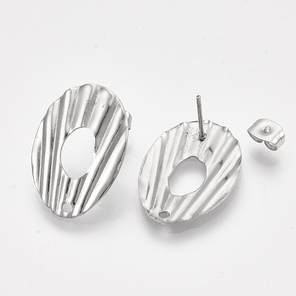 

PandaHall 304 Stainless Steel Stud Earring Findings, with Ear Nuts/Earring Backs, Oval, Stainless Steel Color, 23x16.5mm, Hole: 1.5mm, Pin...