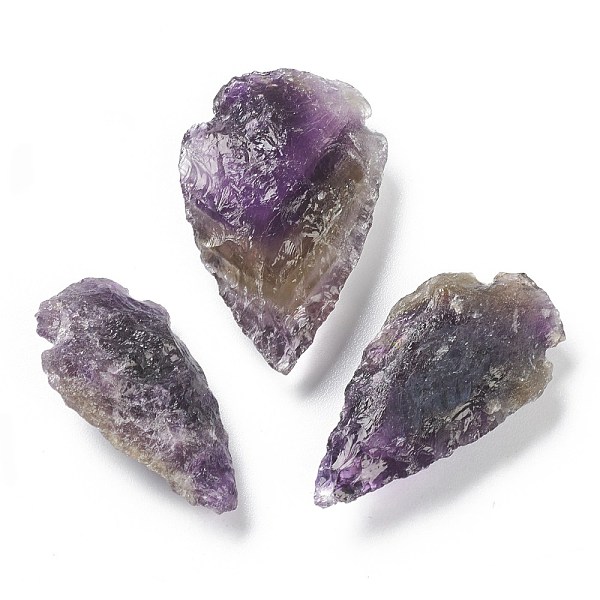 

PandaHall Rough Raw Natural Amethyst Beads, No Hole/Undrilled, Hammered Arrowhead, 37~42x21~26x10~12mm Amethyst Arrow