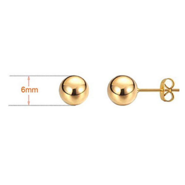 

PandaHall Brass Ball Stud Earrings, with Ear Nuts, Golden, 6mm Brass Round
