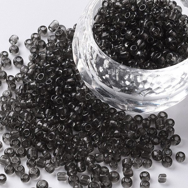 

PandaHall Glass Seed Beads, Transparent, Round, Gray, 8/0, 3mm, Hole: 1mm, about 10000 beads/pound Glass Gray