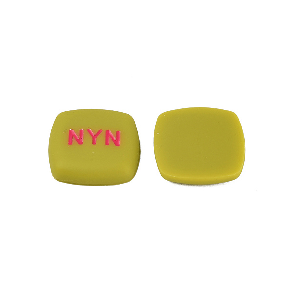 

PandaHall Acrylic Enamel Cabochons, Square with Word NYN, Dark Khaki, 21x21x5mm Acrylic Square