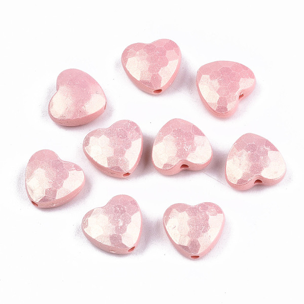 

PandaHall Spray Painted Acrylic Beads, Rubberized Style, Faceted, Heart, Salmon, 10.5x11.5x5mm, Hole: 1.5mm, about 1350pcs/500g Acrylic..., Red