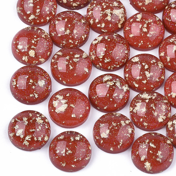 

PandaHall Resin Cabochons, with Glitter Powder and Gold Foil, Half Round, Red, 12x5.5mm Resin Half Round Red