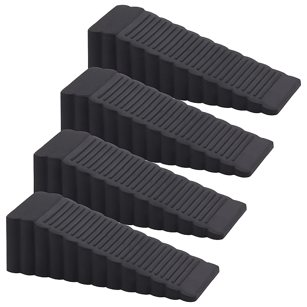 PandaHall Silicone Door Stoppers, Anti-Slip Wedge Sturdy Stops, Triangle, Black, 97x38x28.5mm Silicone Triangle Black