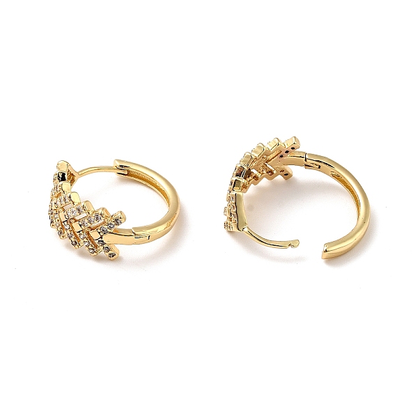 

PandaHall Clear Cubic Zirconia Leaf Hoop Earrings, Rack Plating Brass Jewelry for Women, Real 18K Gold Plated, 18x17x8mm, Pin: 0.8mm Cubic...