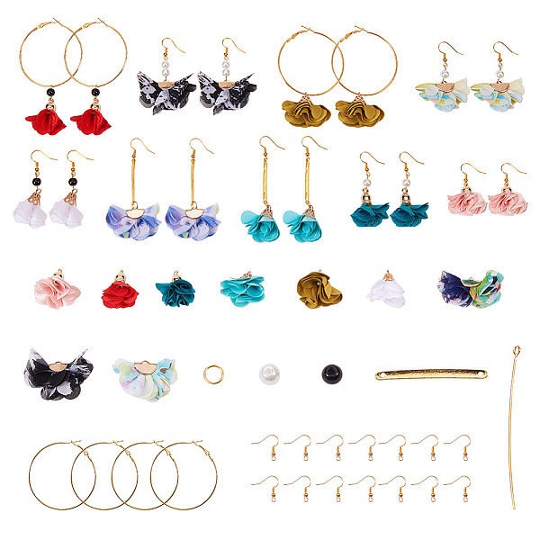 PandaHall SUNNYCLUE DIY Earring Making, with Cloth Pendant Decorations, with Acrylic Findings, Handmade Cloth Pendant Decorations and Brass...
