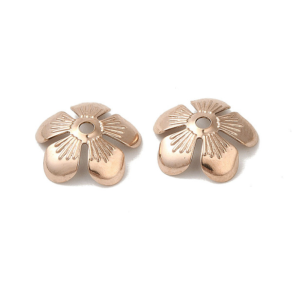 

PandaHall 304 Stainless Steel Bead Caps, 5-Petal Flower, Rose Gold, 13.5x6mm, Hole: 1.2mm 304 Stainless Steel