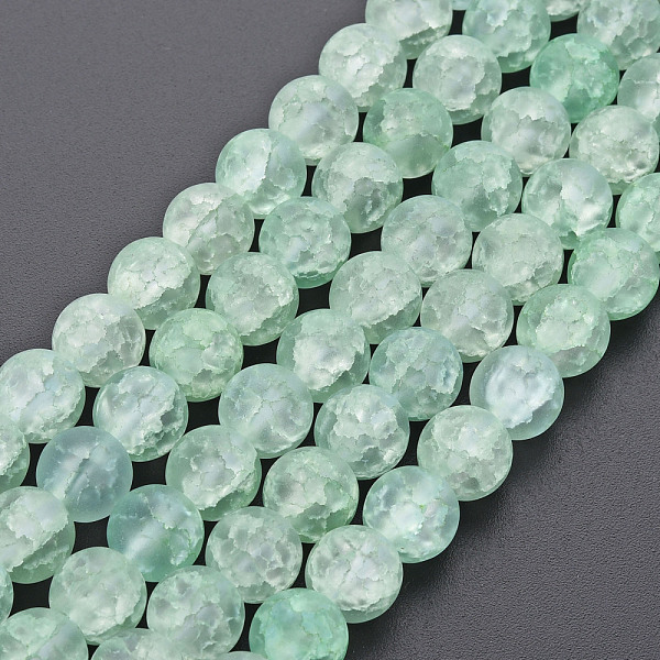 

PandaHall Crackle Glass Beads Strands, Dyed & Heated, Frosted, Round, Light Green, 8mm, Hole: 1.2mm, about 50~51pcs/strand, 15.35 inch(39cm)...