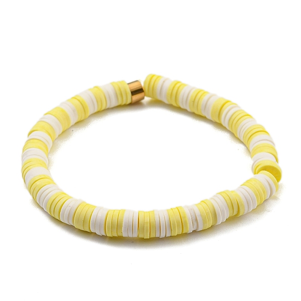 

PandaHall Polymer Clay Heishi Surfer Stretch Bracelet with 304 Stainless Steel Beaded, Preppy Bracelet, Light Khaki, Inner Diameter: 2 inch...
