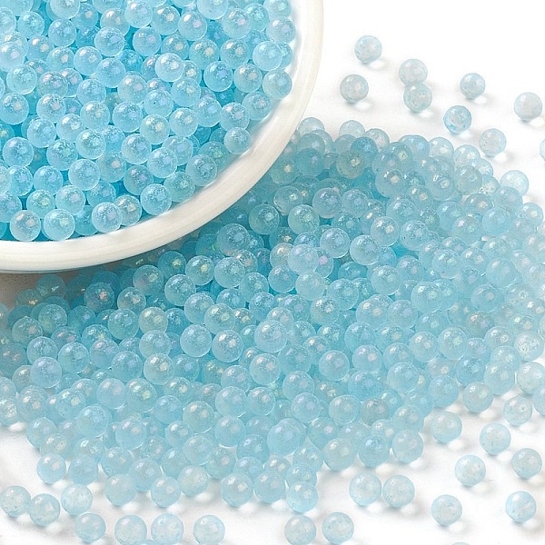 

PandaHall Luminous Transparent Glass Seed Round Beads, No Hole/Undrilled, Grade A, Deep Sky Blue, 3~3.5mm, about 7500pcs/bag Glass