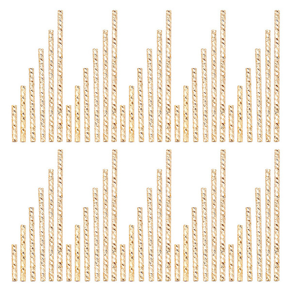 

PandaHall DICOSMETIC 60Pcs 6 Style Corrugated Brass Tube Beads, Real 24K Gold Plated, 10~35x1.5mm, Hole: 0.7mm, 10pcs/style Brass Tube