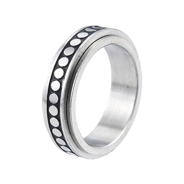 PandaHall 201 Stainless Steel Moon Phase Rotating Finger Ring, Calming Worry Meditation Fidget Spinner Ring for Women, Stainless Steel Color...