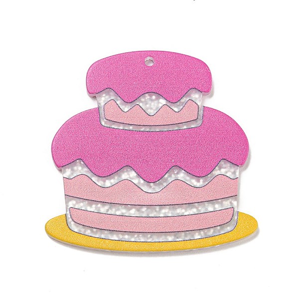 

PandaHall Acrylic Pendants, Cake, Pink, 38x39x2mm, Hole: 1.6mm Acrylic Food Pink
