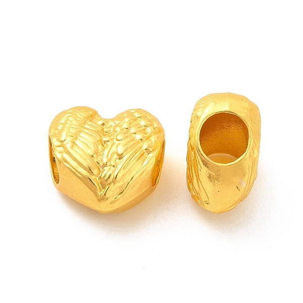 

PandaHall Rack Plating Alloy European Beads, Large Hole Beads, Lead Free & Cadmium Free & Nickel Free, Heart with Wing, Matte Gold Color...