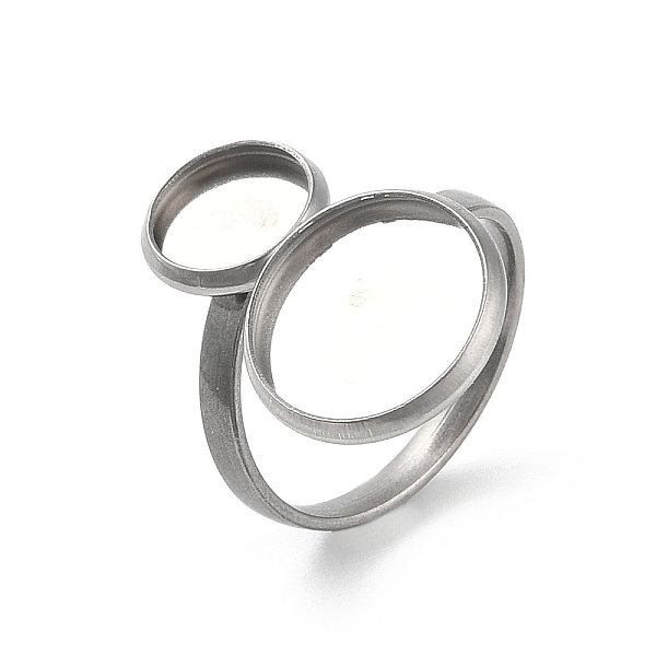 

PandaHall 304 Stainless Steel Open Cuff Ring Findings, Pad Ring Setting, Flat Round, Stainless Steel Color, Inner Diameter: 17mm, Tray: 12mm...